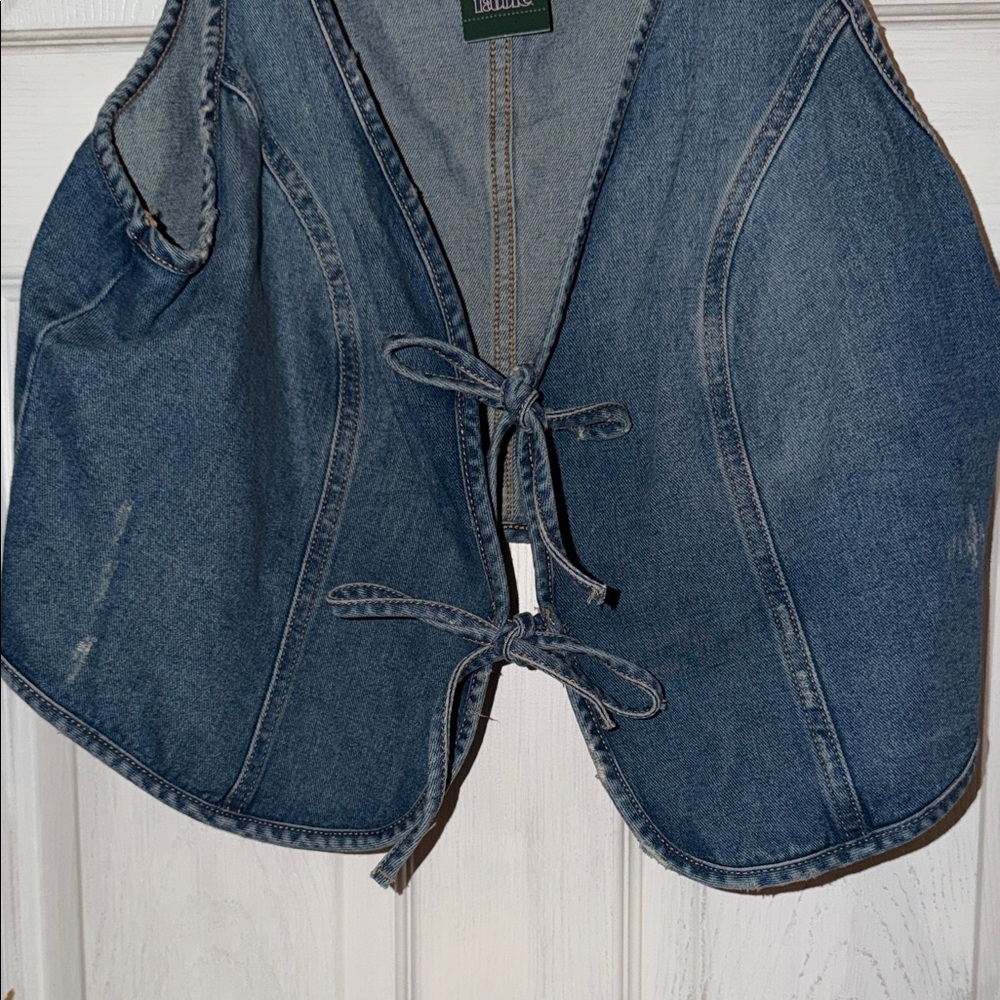 Wild Fable Blue Denim Tie-Front Vest - Picture 2 of 4